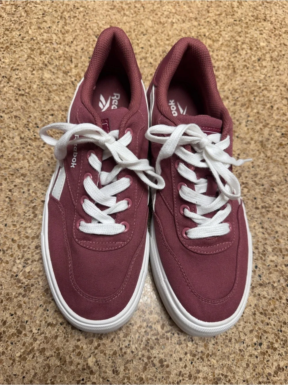 Reebok Women's Burgundy Canvas Low-Top Sneakers with White Laces